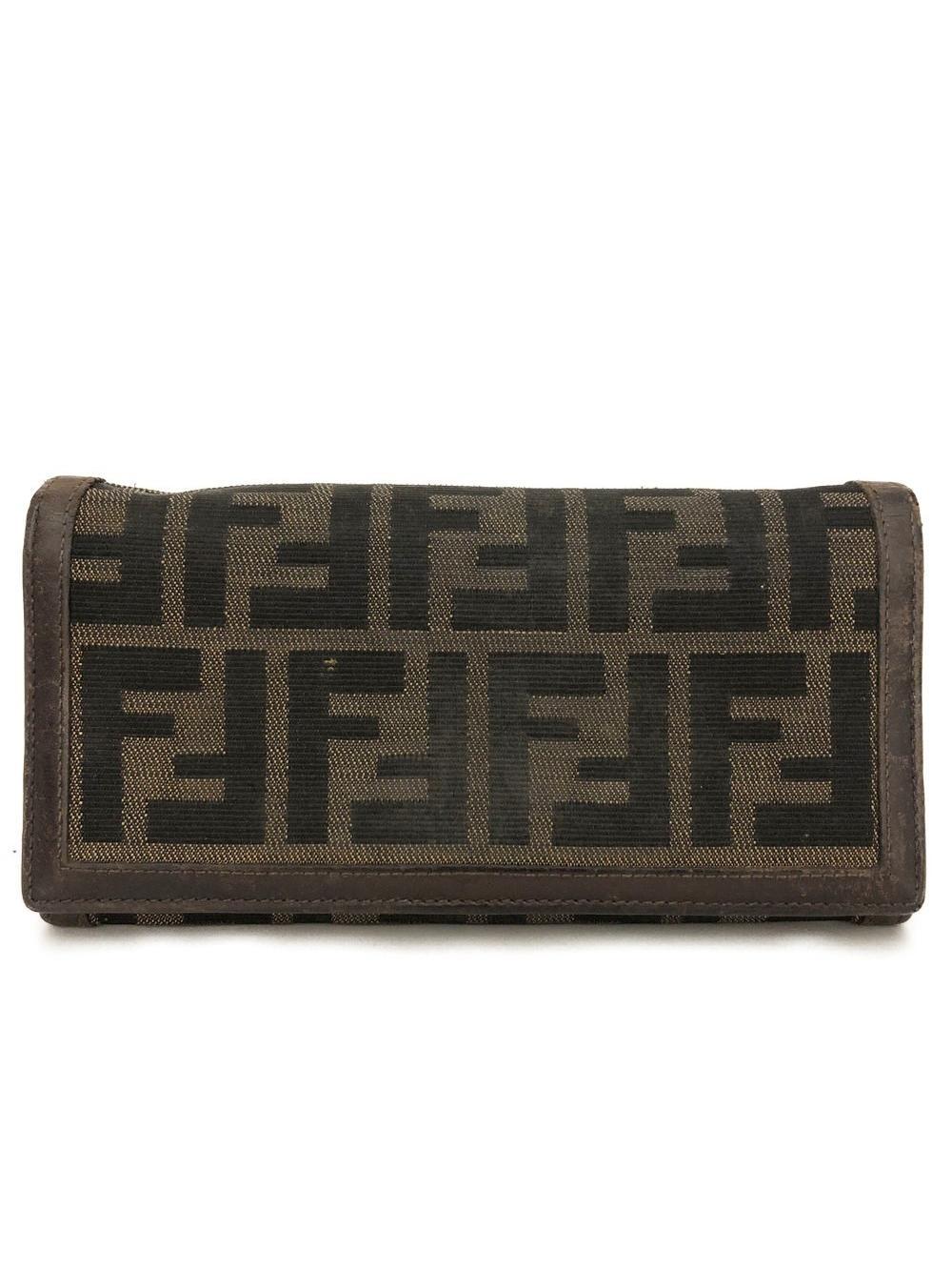 Ega Fendi Zucca Canvas Leather Bifold #198594F16